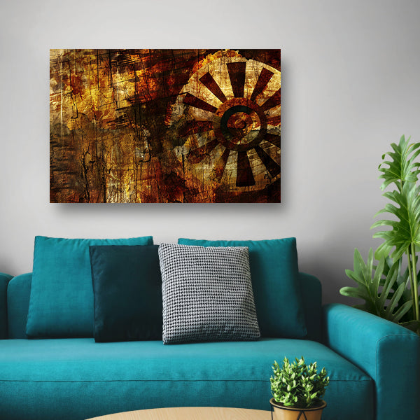 Abstract wiel met verweerde texturen   canvas