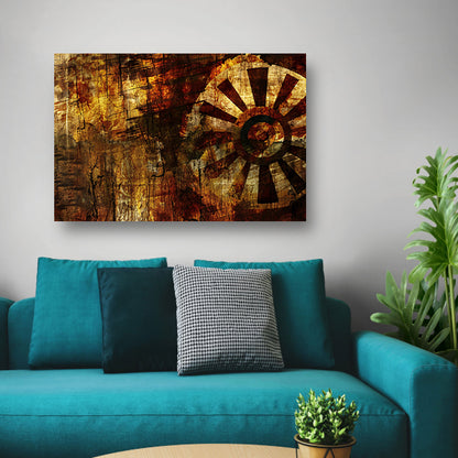 Abstract wiel met verweerde texturen   canvas
