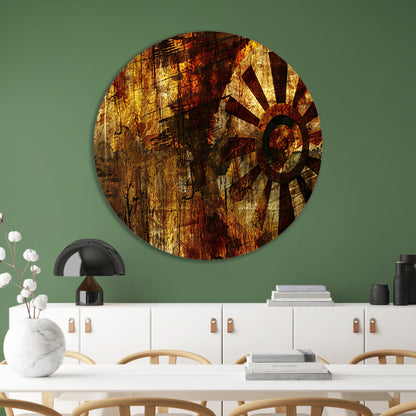 Abstract wiel met verweerde texturen   forex muurcirkel