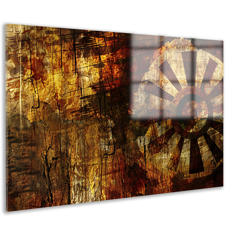 Abstract wiel met verweerde texturen   acrylglas