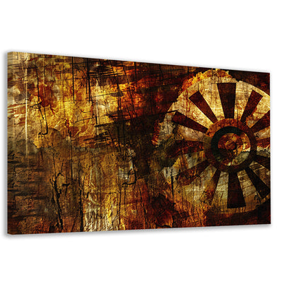 Abstract wiel met verweerde texturen   canvas