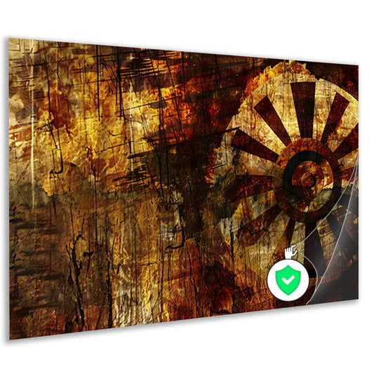 Abstract wiel met verweerde texturen  poster
