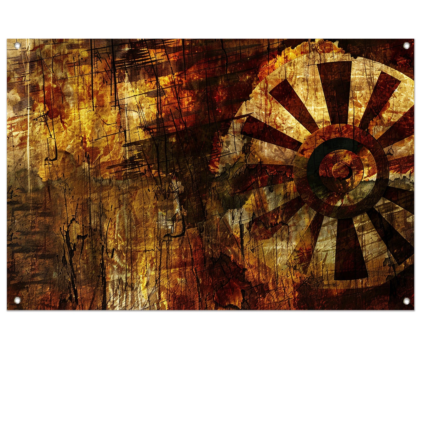 Abstract wiel met verweerde texturen   tuinposter