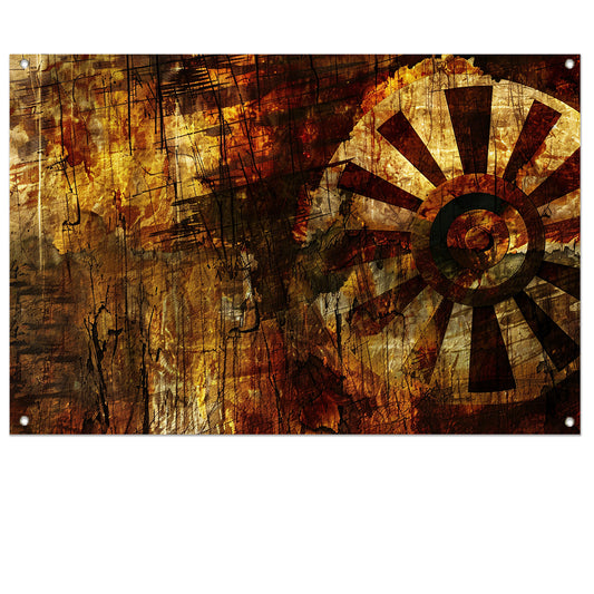 Abstract wiel met verweerde texturen   tuinposter