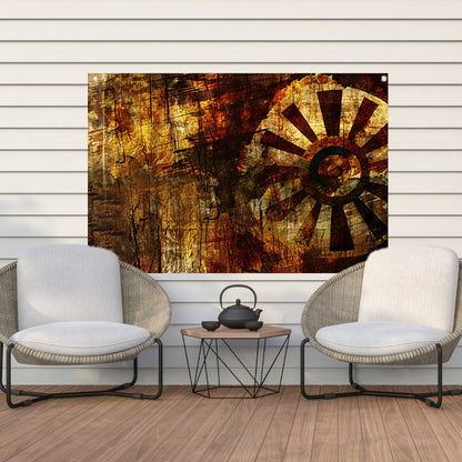 Abstract wiel met verweerde texturen   tuinposter