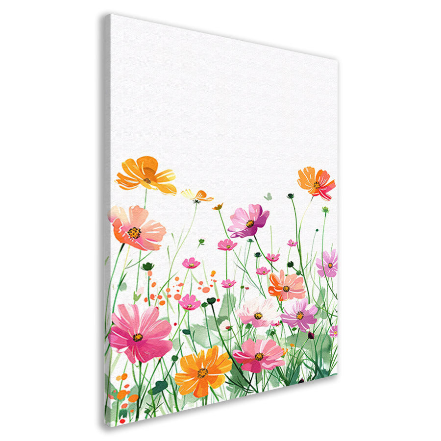 Kleurrijke bloemenzee in aquarel stijl canvas