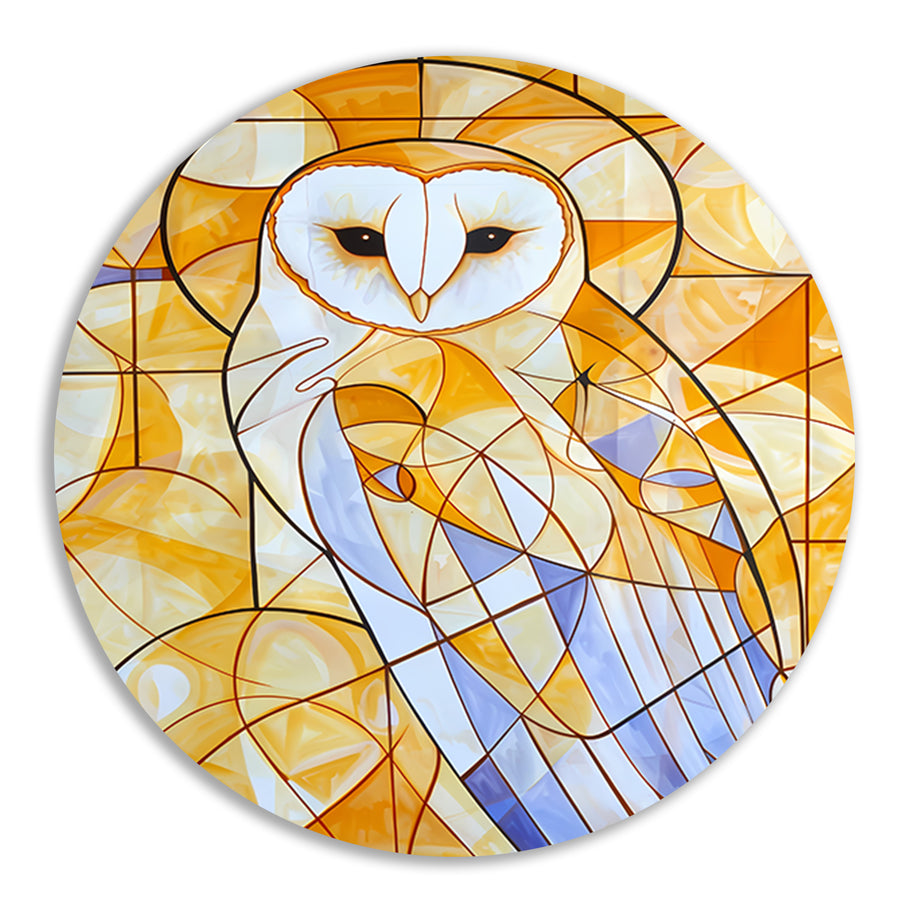 Geometrische uil schilderij in warme kleuren forex muurcirkel