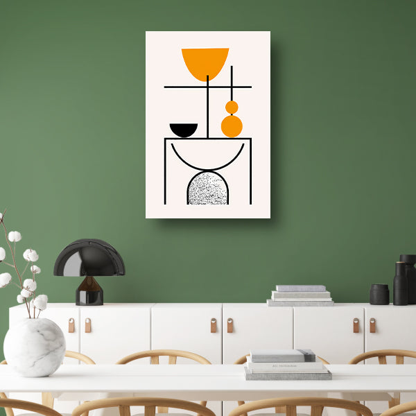 Abstracte Kunst: Zwart, Wit en Oranje Vormen canvas