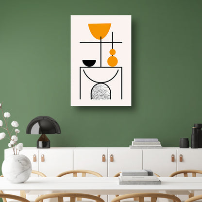 Abstracte Kunst: Zwart, Wit en Oranje Vormen canvas