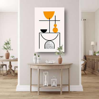 Abstracte Kunst: Zwart, Wit en Oranje Vormen canvas