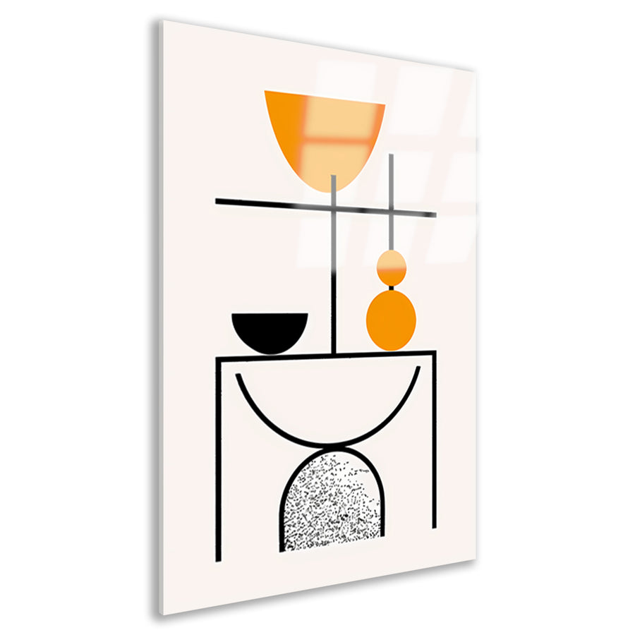 Abstracte Kunst: Zwart, Wit en Oranje Vormen acrylglas