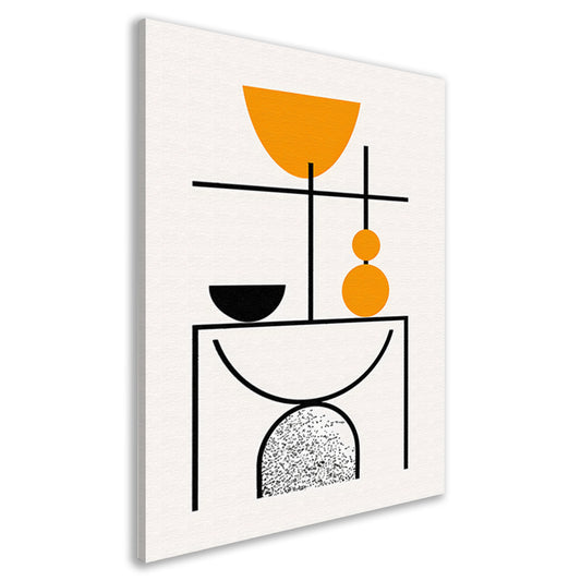 Abstracte Kunst: Zwart, Wit en Oranje Vormen canvas