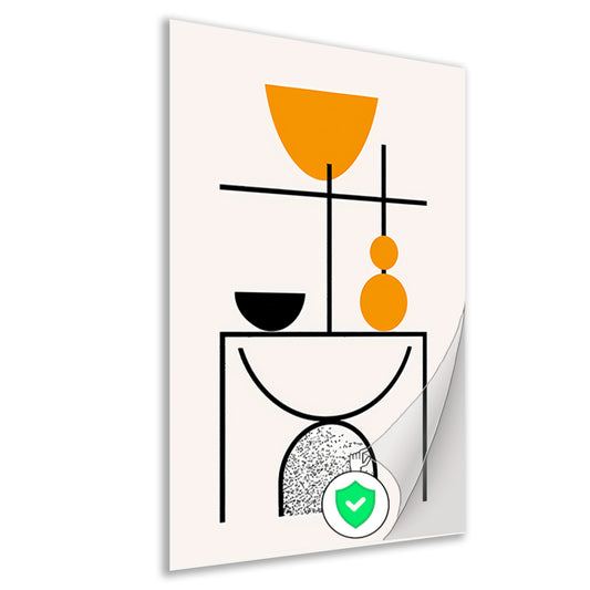 Abstracte Kunst: Zwart, Wit en Oranje Vormen poster