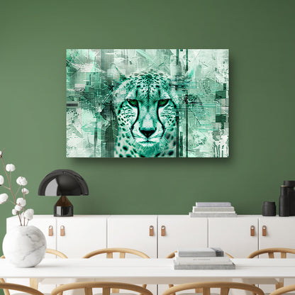 Digitale cheetah kunst met abstracte patronen acrylglas