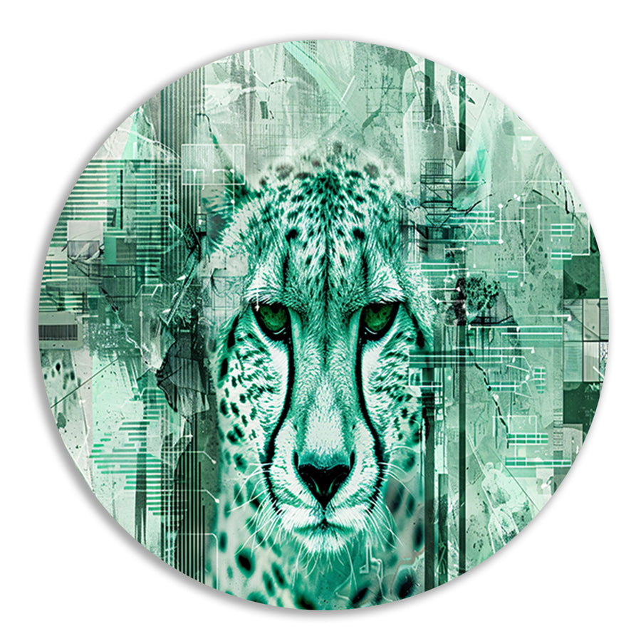 Digitale cheetah kunst met abstracte patronen forex muurcirkel