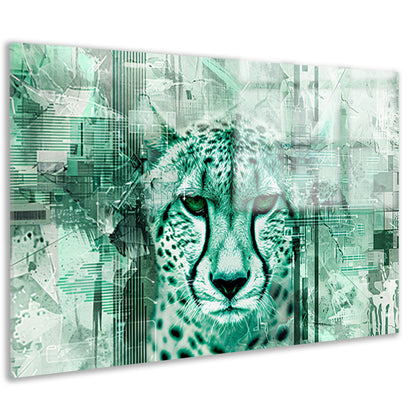 Digitale cheetah kunst met abstracte patronen acrylglas