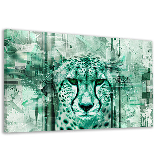 Digitale cheetah kunst met abstracte patronen canvas