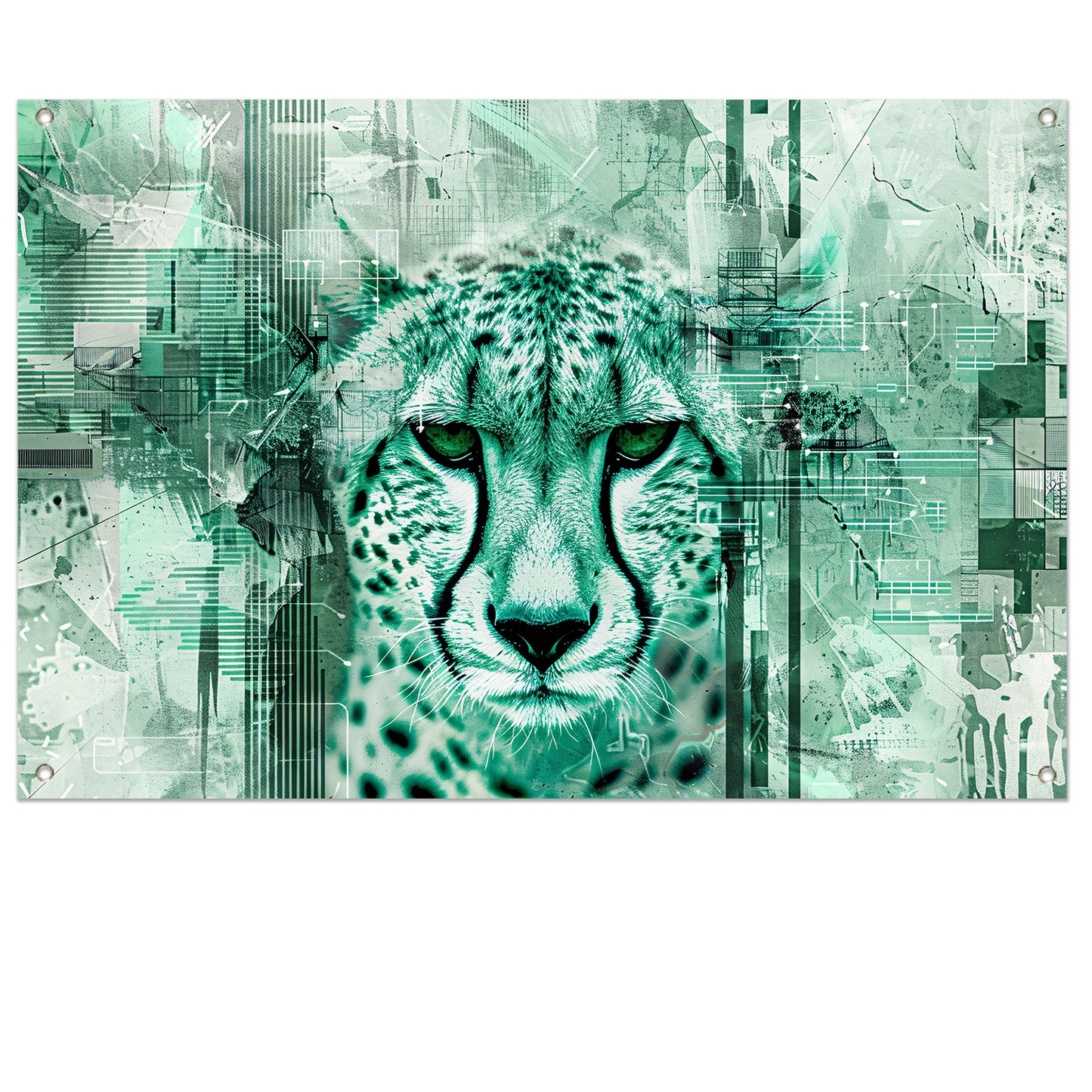 Digitale cheetah kunst met abstracte patronen tuinposter