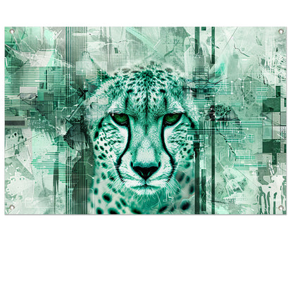 Digitale cheetah kunst met abstracte patronen tuinposter