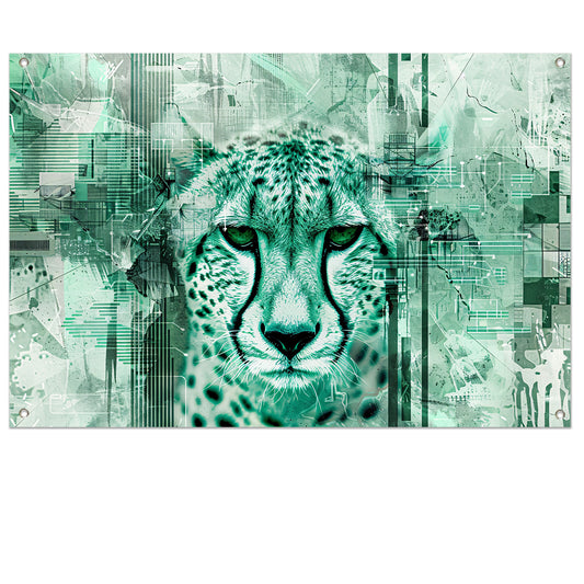 Digitale cheetah kunst met abstracte patronen tuinposter