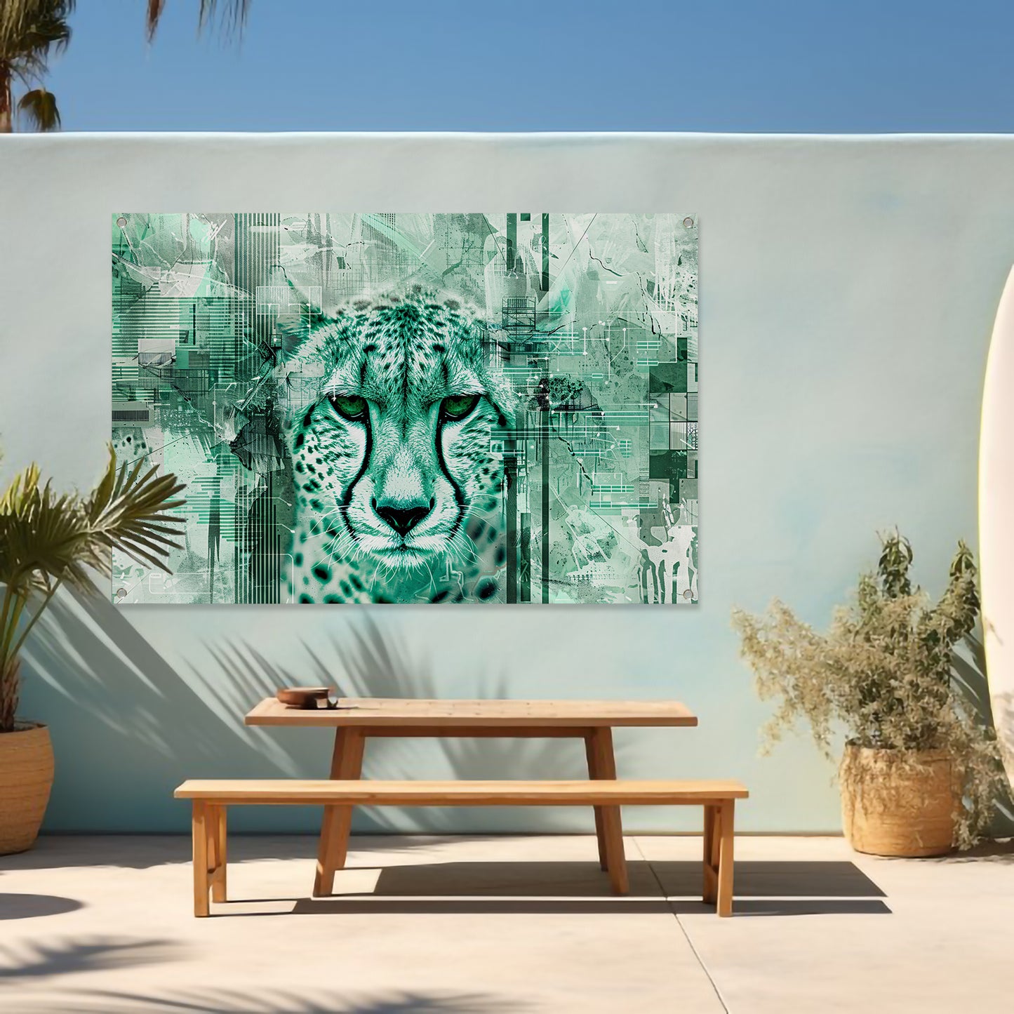 Digitale cheetah kunst met abstracte patronen tuinposter
