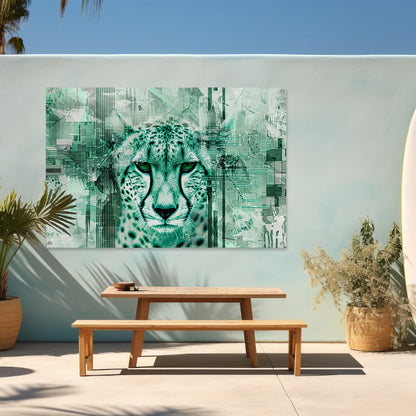 Digitale cheetah kunst met abstracte patronen tuinposter