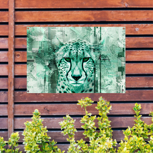 Digitale cheetah kunst met abstracte patronen tuinposter