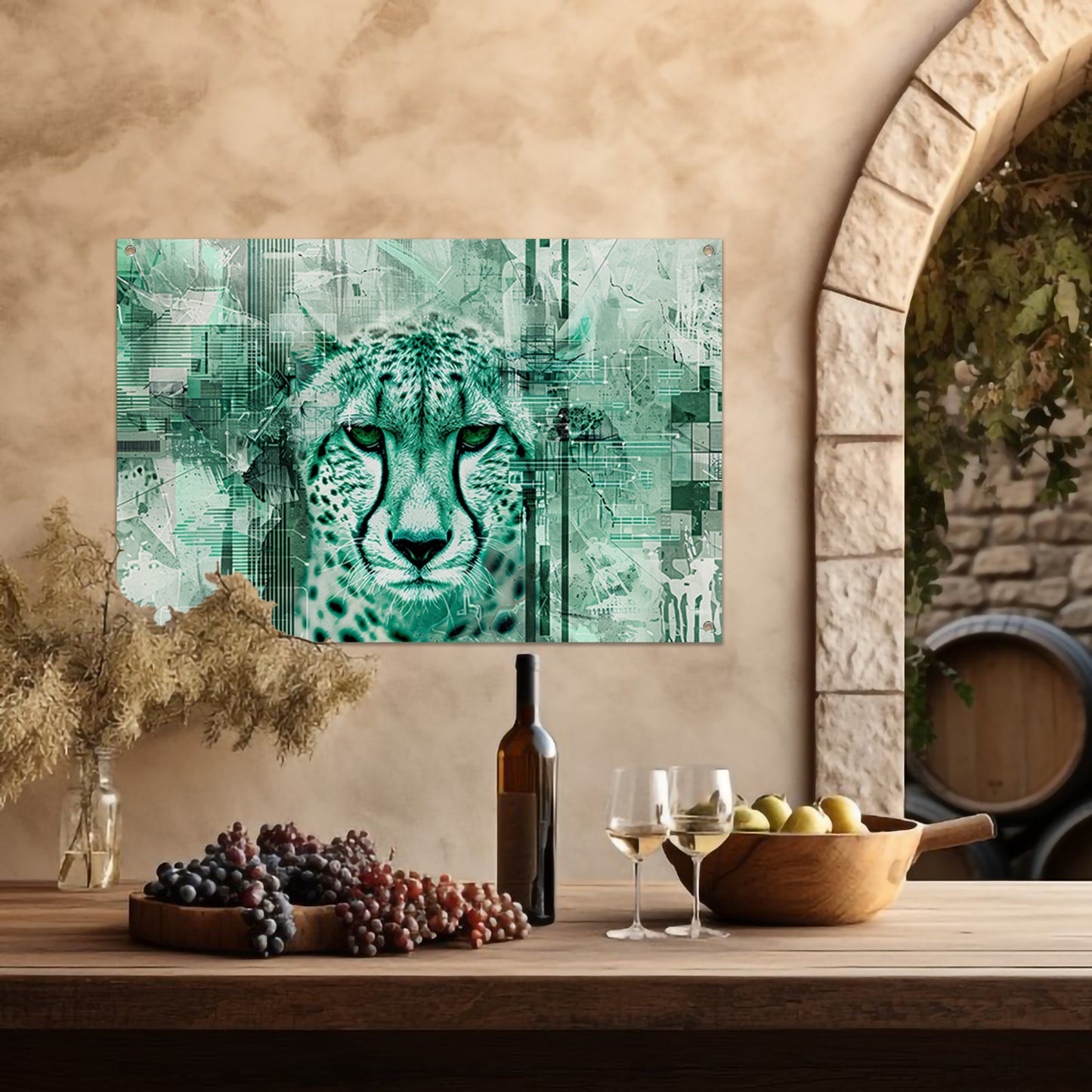 Digitale cheetah kunst met abstracte patronen tuinposter
