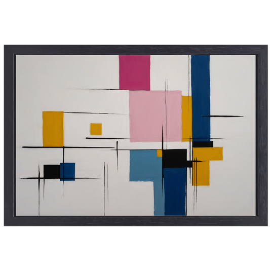 Balans van Vorm en Kleur in Moderne Kunst canvas met baklijst
