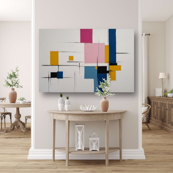 Balans van Vorm en Kleur in Moderne Kunst poster
