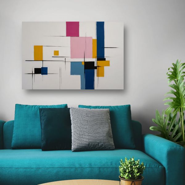 Balans van Vorm en Kleur in Moderne Kunst poster