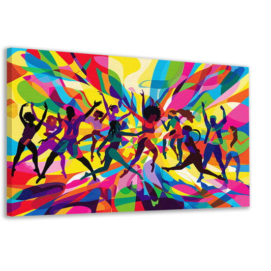 Abstracte dansers in levendige kleurenexplosie canvas