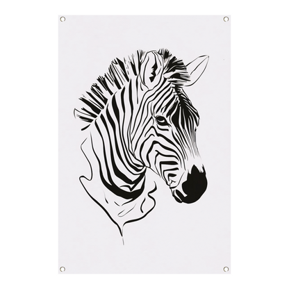 Abstracte zwart-witte zebra lijntekening tuinposter