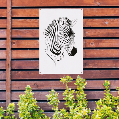 Abstracte zwart-witte zebra lijntekening tuinposter