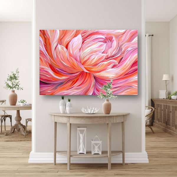 Surrealistische abstracte tulip in levendige kleuren canvas met baklijst