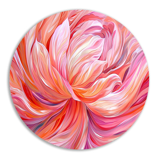 Surrealistische abstracte tulip in levendige kleuren aluminium muurcirkel