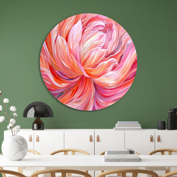Surrealistische abstracte tulip in levendige kleuren aluminium muurcirkel
