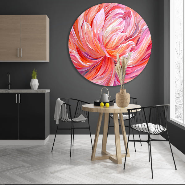 Surrealistische abstracte tulip in levendige kleuren aluminium muurcirkel
