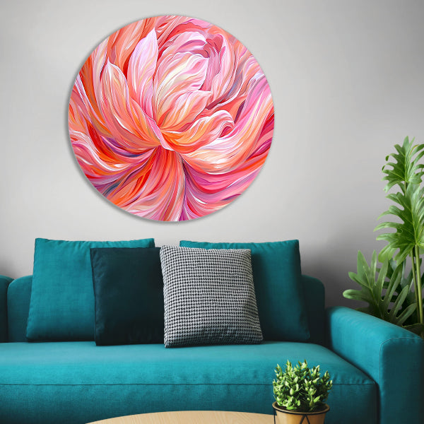 Surrealistische abstracte tulip in levendige kleuren aluminium muurcirkel