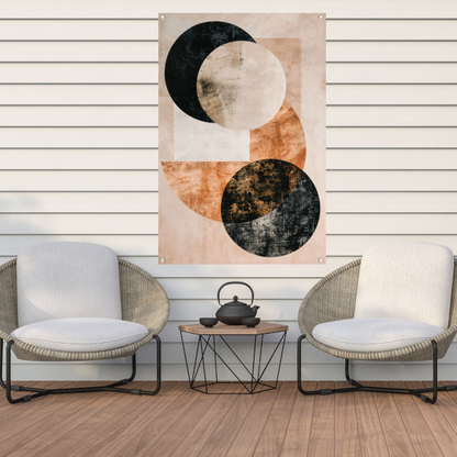 Minimalistische Abstracte Cirkels in Monochrome Tinten tuinposter