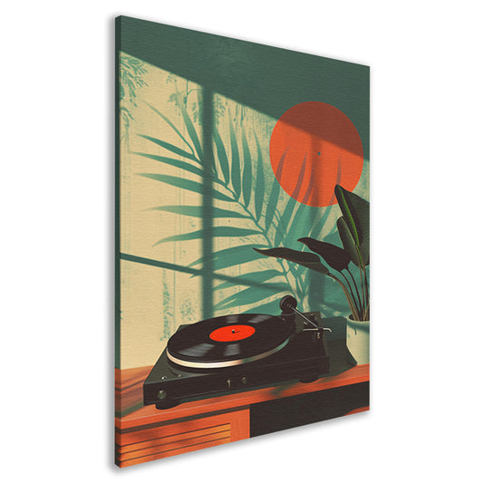 Vintage Platenspeler in Zonneschijn canvas