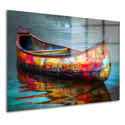 Impressionistisch waterlandschap met boot acrylglas