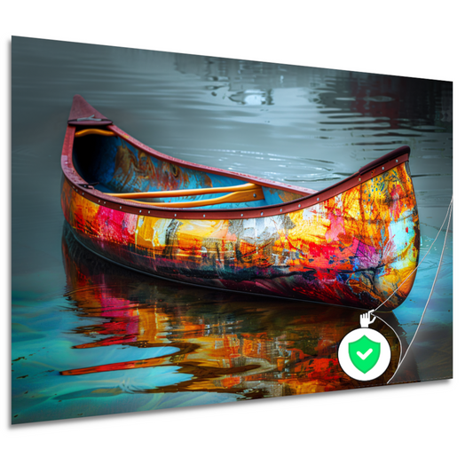 Impressionistisch waterlandschap met boot poster