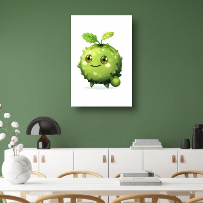 Schattig Groen Karakter met Plant poster