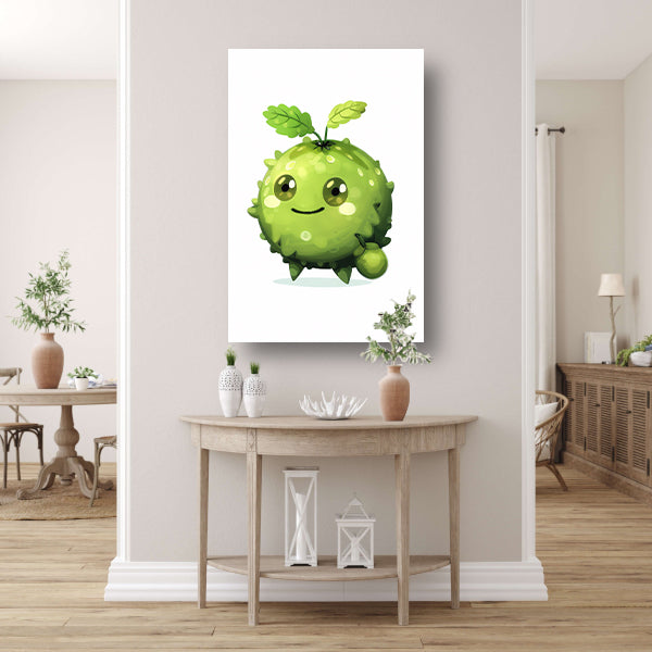 Schattig Groen Karakter met Plant poster