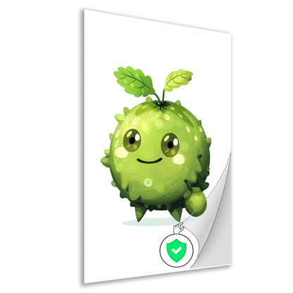 Schattig Groen Karakter met Plant poster