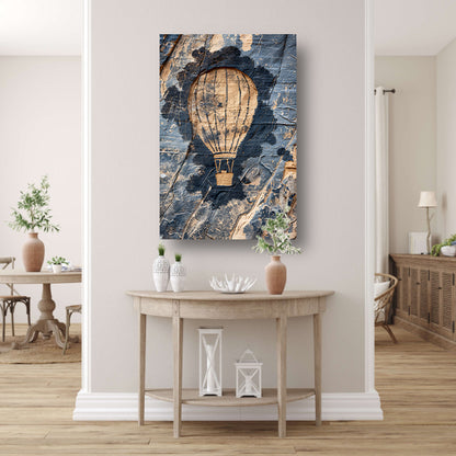 Monochrome luchtballon graffiti op verweerde muur canvas