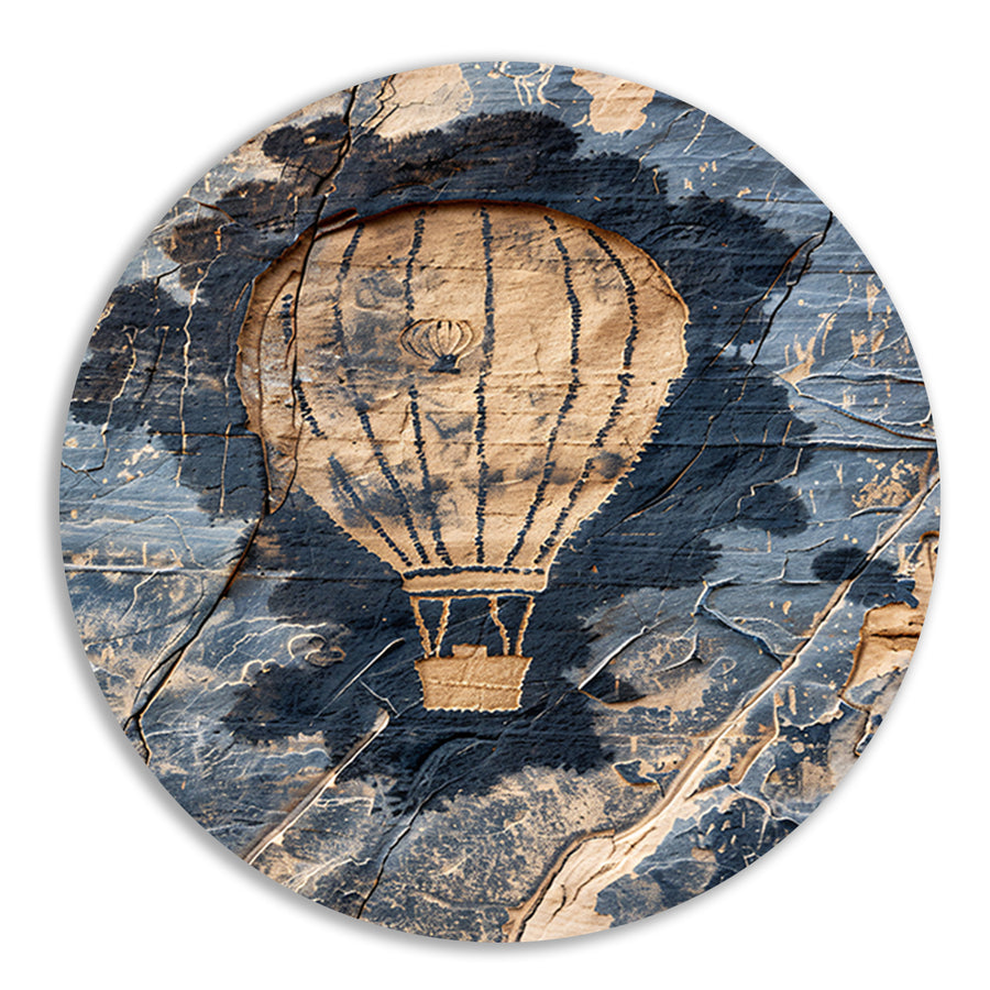 Monochrome luchtballon graffiti op verweerde muur forex muurcirkel