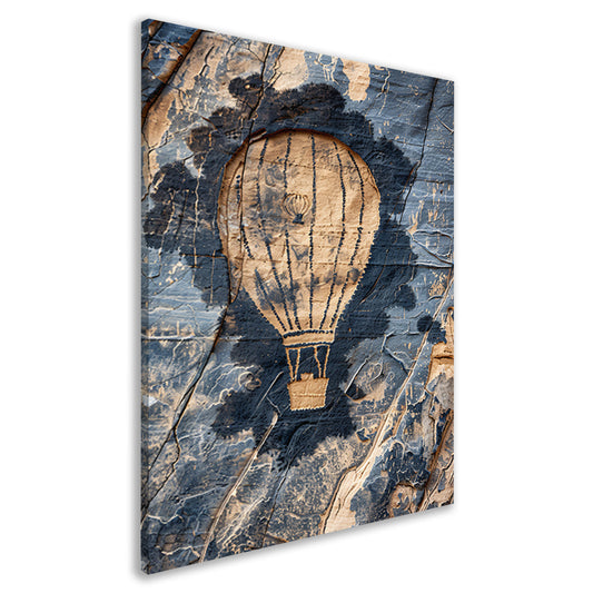 Monochrome luchtballon graffiti op verweerde muur canvas
