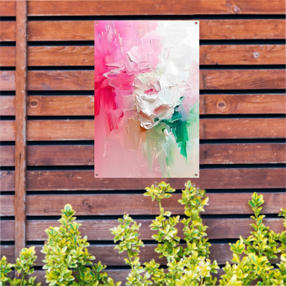 Kleurrijke abstracte bloemen schilderij tuinposter